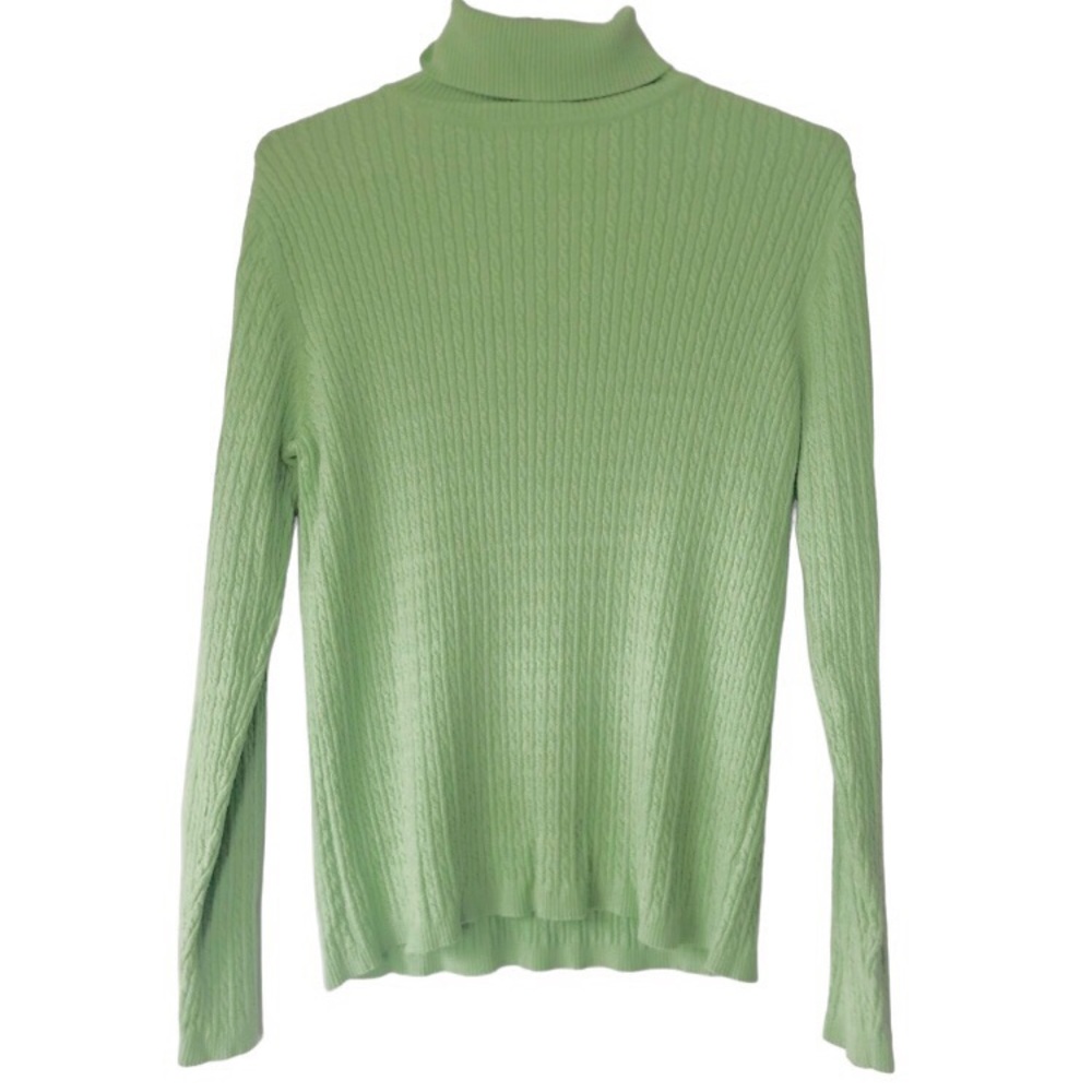 Charter Club cable knit turtle neck sweater mint green size large